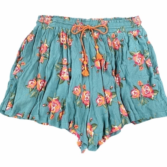 Matilda Jane Womens Medium Long Walks Shorts Floral Pull On Green Pink 27698B - Picture 4 of 16